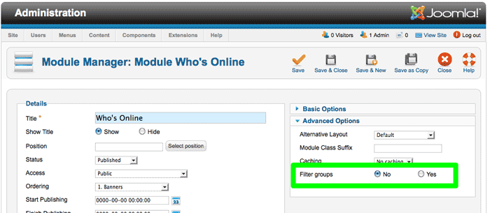 Joomla 2.5 - Online felhasználók modul szűrése csoportokra - Joomlabs.hu