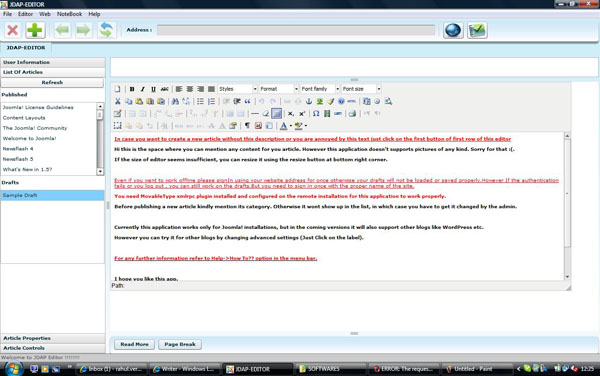 List of Published Articles and drafts