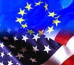 European Uniona and USA flags