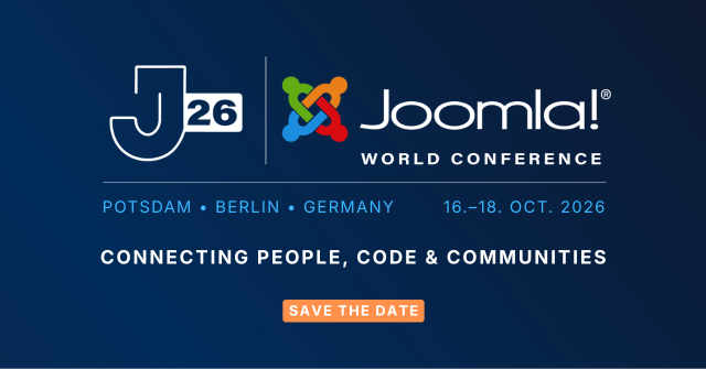 Joomla World Conference 2026, Potsdam, Berlin, Germany, 16.-18. Oct. 2026, Connecting People, Code & Communities