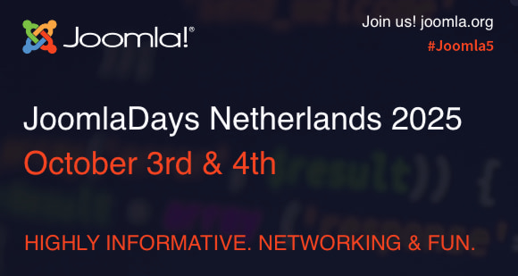 Announcement banner to Call for Speakers or Activities for the Joomla 20 years