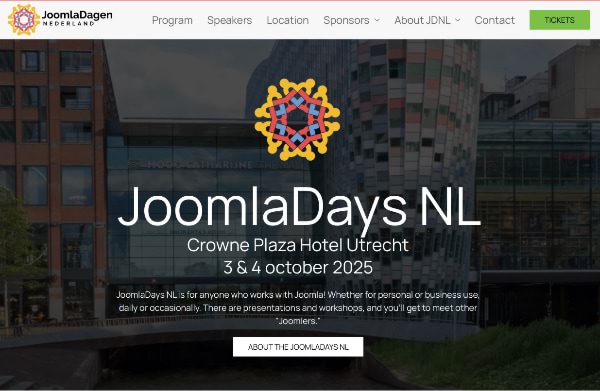 JoomlaDays Netherlands 2025 website frontpage